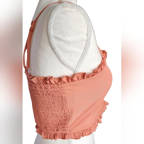Urban Outfitters Orange Ruffle Crop Spaghetti Strap Top Women's M NWT - Picture 2 of 9
